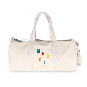 MERCI. MAÎTRESSE. MAÎTRE. MERCI MAÎTRESSE - Sac de sport en toile recyclée Stanley/Stella - blanc naturel - Devant