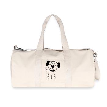 Dog Stands Cute Little Happy Puppy Pet - Recycled Canvas Sports Bag by Stanley/Stella - natural - Front
