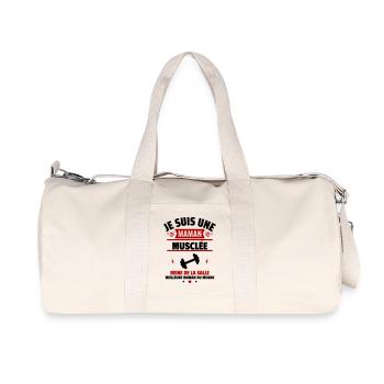 Je suis une maman musclée, cadeau fête des mères - Sac de sport en toile recyclée Stanley/Stella - blanc naturel - Devant