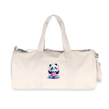 Pastell Panda Spaßlook - Recycelte Canvas-Sporttasche von Stanley/Stella - Naturweiß - Vorne