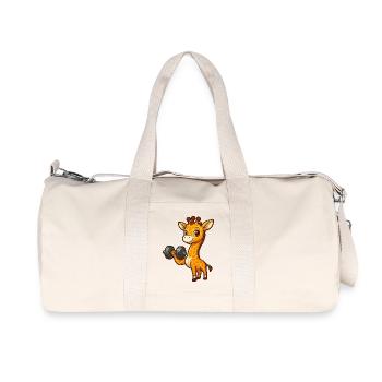 Girafe Entraînement Mignon Dessin Animé Fitness Haltère - Sac de sport en toile recyclée Stanley/Stella - blanc naturel - Devant