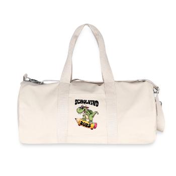 Schulkind Alligator mit Skateboard 2025 - Recycelte Canvas-Sporttasche von Stanley/Stella - Naturweiß - Vorne