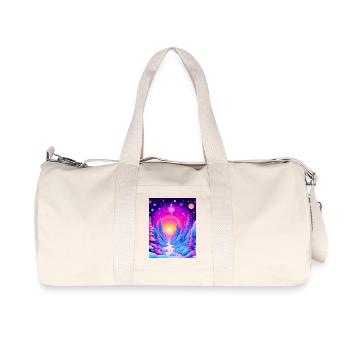 "Cosmic Forest Dreams – Neon Sunset Voyage" - Recycled Canvas Sports Bag by Stanley/Stella - natural - Front