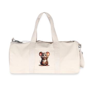 Niedliches Mäusemotiv mit funkelnden Augen - Recycelte Canvas-Sporttasche von Stanley/Stella - Naturweiß - Vorne