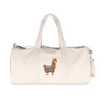 Buntes Boho-Lama - Recycelte Canvas-Sporttasche von Stanley/Stella - Naturweiß - Vorne
