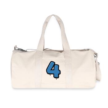 Graffiti Blue 4 Number Design - Recycled Canvas Sports Bag by Stanley/Stella - natural - Front
