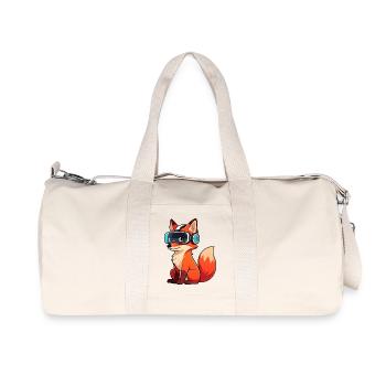 Süßer Fuchs Gamer Cartoon Virtual Reality Zocker - Recycelte Canvas-Sporttasche von Stanley/Stella - Naturweiß - Vorne