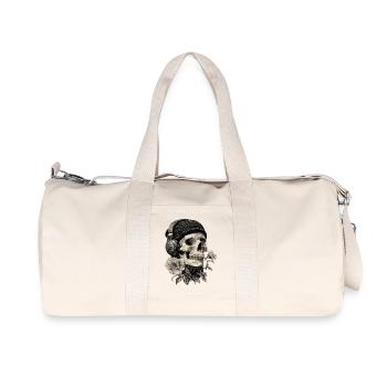 Skull with headphones and rose - Recycled Canvas Sports Bag by Stanley/Stella - natural - Front