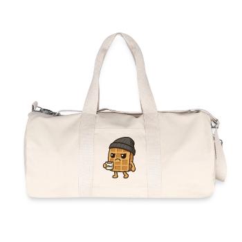 Grumpy Kawaii Waffel - Coffee Beanie Cartoon - Recycelte Canvas-Sporttasche von Stanley/Stella - Naturweiß - Vorne