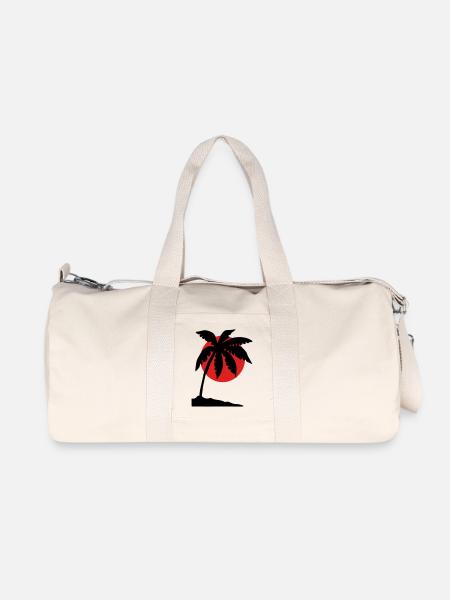 Palmen-Sonnenuntergang – Tropische Silhouette - Recycelte Canvas-Sporttasche von Stanley/Stella - Naturweiß