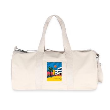 Tropical city sketch in sunlight - Recycled Canvas Sports Bag by Stanley/Stella - natural - Front