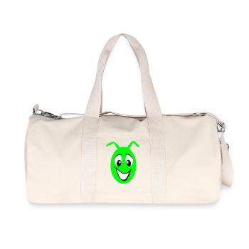 Green Cheerful Cartoon Face Monster - Recycled Canvas Sports Bag by Stanley/Stella - natural - Front