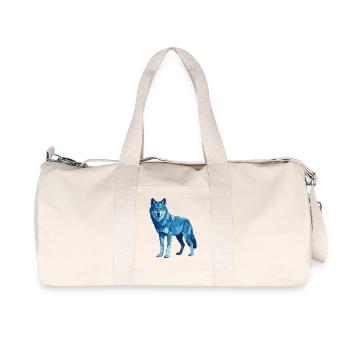 Blue polygon wolf - Recycled Canvas Sports Bag by Stanley/Stella - natural - Front