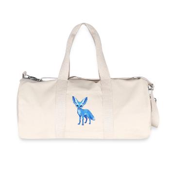 Blauer Geometrie-Fuchs - Recycelte Canvas-Sporttasche von Stanley/Stella - Naturweiß - Vorne