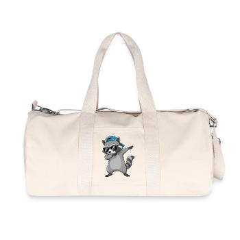 Cool Dabbing Raccoon Sunglasses Cartoon Art - Recycled Canvas Sports Bag by Stanley/Stella - natural - Front