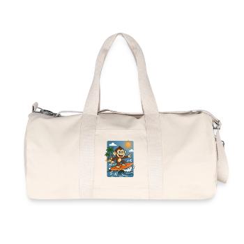Surfing Monkey Cartoon - Summer Tropical Design - Recycled Canvas Sports Bag by Stanley/Stella - natural - Front