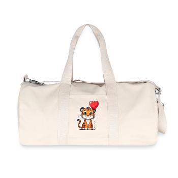 Tiger with heart balloon for Valentine's Day - Recycled Canvas Sports Bag by Stanley/Stella - natural - Front