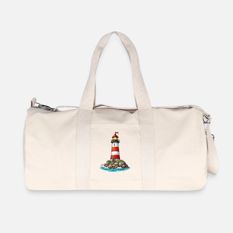 Leuchtturm mit roten Streifen - Recycelte Canvas-Sporttasche von Stanley/Stella - Naturweiß