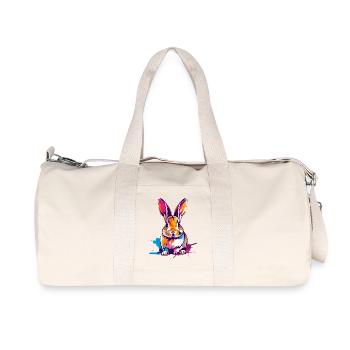 Colorful Rabbit in Watercolors Splashes of Color - Recycled Canvas Sports Bag by Stanley/Stella - natural - Front