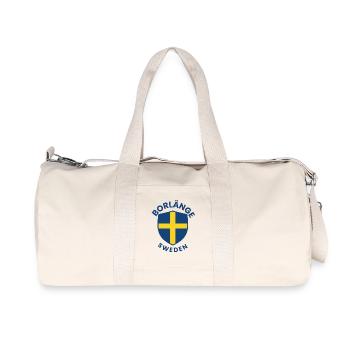 Borlänge-Schild: Schwedisches Flaggendesign - Recycelte Canvas-Sporttasche von Stanley/Stella - Naturweiß - Vorne