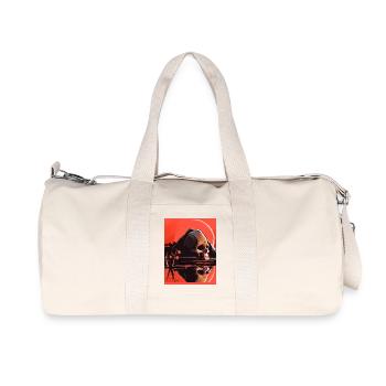 Totenkopf vor Berg mit roter Sonne - Recycelte Canvas-Sporttasche von Stanley/Stella - Naturweiß - Vorne