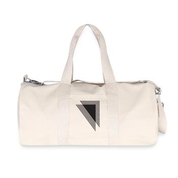 Bandes géométriques diagonales en noir - Sac de sport en toile recyclée Stanley/Stella - blanc naturel - Devant