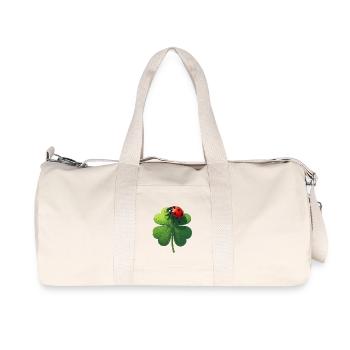 Ladybug on shamrock brings good luck - Recycled Canvas Sports Bag by Stanley/Stella - natural - Front