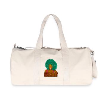 Turquoise Afro Pop Portrait - Recycled Canvas Sports Bag by Stanley/Stella - natural - Front