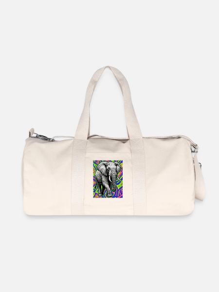 éléphant - Sac de sport en toile recyclée Stanley/Stella - blanc naturel