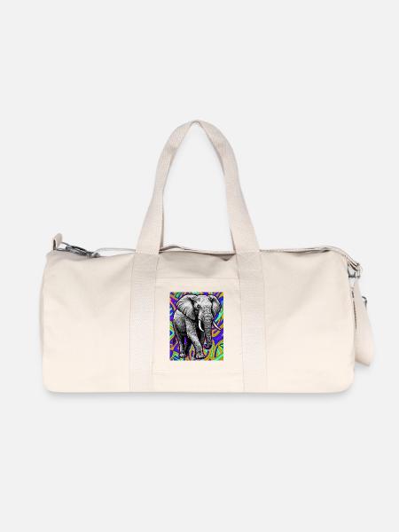 éléphant - Sac de sport en toile recyclée Stanley/Stella - blanc naturel