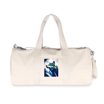 Neongeometrischer Wolf in Wäldern - Recycelte Canvas-Sporttasche von Stanley/Stella - Naturweiß - Vorne