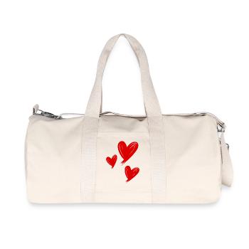 Herzen rot - Recycelte Canvas-Sporttasche von Stanley/Stella - Naturweiß - Vorne