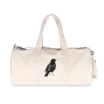 Amsel Vogel - Recycelte Canvas-Sporttasche von Stanley/Stella - Naturweiß - Vorne
