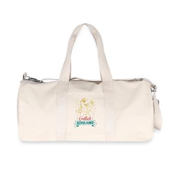 Endlich Schulkind Dino mit Blume - Recycelte Canvas-Sporttasche von Stanley/Stella - Naturweiß - Vorne