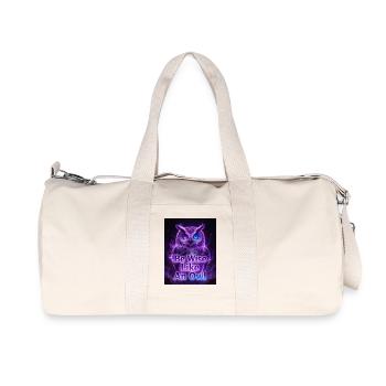 Be Wise Like An Owl - Neon Purple - Recycelte Canvas-Sporttasche von Stanley/Stella - Naturweiß - Vorne