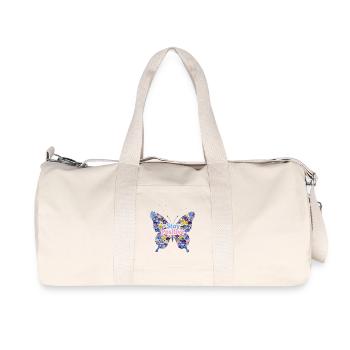 Blumiger Schmetterling Stay Positive - Recycelte Canvas-Sporttasche von Stanley/Stella - Naturweiß - Vorne