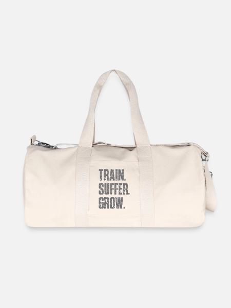 Train Suffer Grow Grunge Motto - Gray - Recycelte Canvas-Sporttasche von Stanley/Stella - Naturweiß
