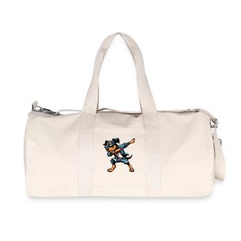 Cooler Dobermann Dabbing Hund Cartoon Stil - Recycelte Canvas-Sporttasche von Stanley/Stella - Naturweiß - Vorne