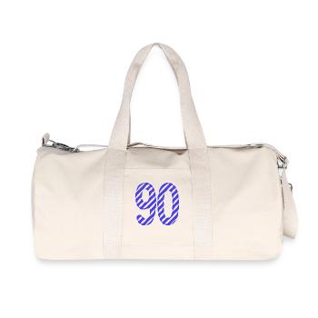 90. 90 JAHRE. 90-JÄHRIGES JUBILÄUM. 90-JÄHRIGES JUBILÄUM. - Recycelte Canvas-Sporttasche von Stanley/Stella - Naturweiß - Vorne