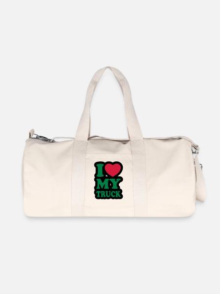 I love my truck - Ich liebe meinen LKW - Recycelte Canvas-Sporttasche von Stanley/Stella - Naturweiß
