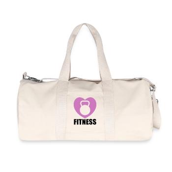 Kettlebell Design in lila Herz - Recycelte Canvas-Sporttasche von Stanley/Stella - Naturweiß - Vorne