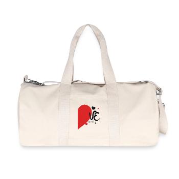 Romantic Heart Leaf Design on Textile - Recycled Canvas Sports Bag by Stanley/Stella - natural - Front