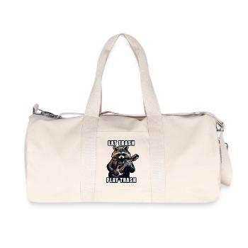 Metalhead Waschbär Gitarre - Recycelte Canvas-Sporttasche von Stanley/Stella - Naturweiß - Vorne