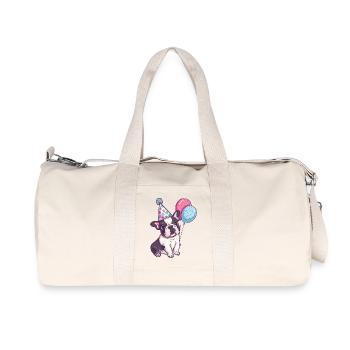 Buldog Français Chiens Anniversaire Bande Dessinée - Sac de sport en toile recyclée Stanley/Stella - blanc naturel - Devant