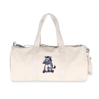 Lustiges Zebra Langeweile Genervt Cartoon Roller - Recycelte Canvas-Sporttasche von Stanley/Stella - Naturweiß - Vorne