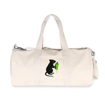 Wissenschaftlicher Ratten-Illustration mit Spritze - Recycelte Canvas-Sporttasche von Stanley/Stella - Naturweiß - Vorne