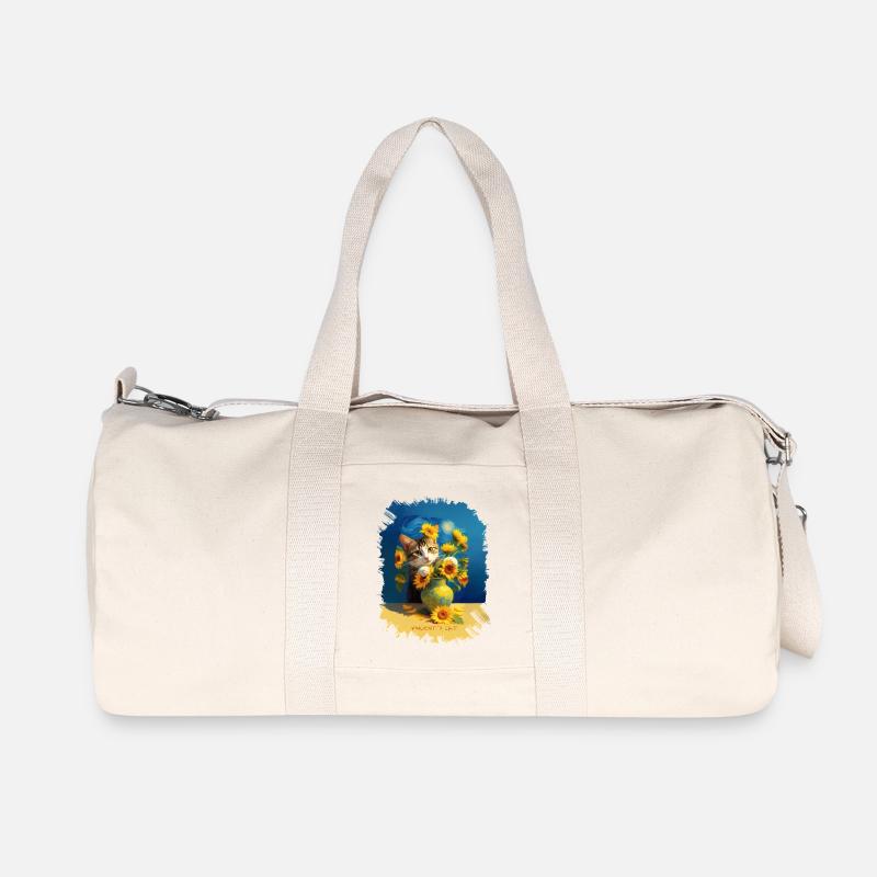 🌻😻 Vincents Katze unter Sonnenblumen – Malerei - Recycelte Canvas-Sporttasche von Stanley/Stella - Naturweiß