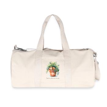 La maison, c’est là que mon chat fait la sieste – Aquarelle Art Plant - Sac de sport en toile recyclée Stanley/Stella - blanc naturel - Devant