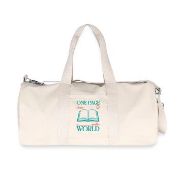 Eine Seite näher an einer anderen Welt - Recycelte Canvas-Sporttasche von Stanley/Stella - Naturweiß - Vorne