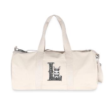 La Lettre L ornée lapin couronné - Sac de sport en toile recyclée Stanley/Stella - blanc naturel - Devant
